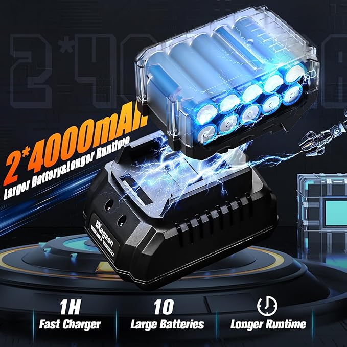 1/2 inch Cordless Impact Wrench, High Torque 900Ft-lbs (1200N.m) Brushless Impact Gun,3800RPM,2x4000mAh Battery, 6 Sockets,LED Light,Electric Impact Motor Variable Speeds for Car/Mower/Pickup