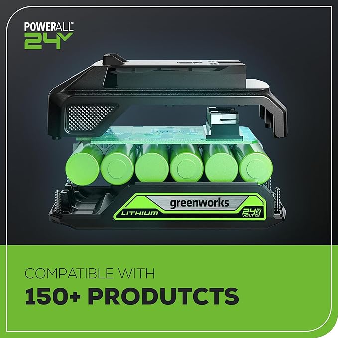 Greenworks 24V Cordless Orbital Sander, 5" Random Sanders Variable Speed, 11000 OPM, 3 Sandpaper Sheets, with 2Ah Battery and Charger