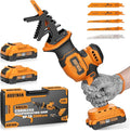 Alloyman Reciprocating Saw, 20V Cordless Battery Power Saw, with 2 X 2.0Ah Batteries & Charger, 0-3500 SPM Variable Speed, Tool-Free Change, 5 PCS Blades for Wood Metal PVC Pipe Tree Cutting