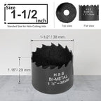 1-1/2 Inch Hole Saw with 9.1mm Triangle Shank Arbor, JTemgle Bi-Metal Hole Saw Heavy Duty Hole Cutting Tool for Cornhole Boards, Recessed Lights, Wood, Plastic, Drywall & Soft Metal