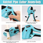 SHALL PVC Pipe Cutter, Cuts up to 1-5/8”, Heavy-Duty Aluminum Ratchet Pipe Cutter Tool for PVC, PPR, PE, PEX, Plastic Hoses & Plumbing Pipes, Fast Pipe Tube Cutters with High Performance SK5 Blade