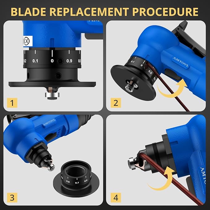 AMTOVL Air Chamfer Tool - Mini Pneumatic Chamfering Machine, 30000 RPM Pneumatic Chamfering Tool, 45 Degree Air Beveling Machine with 1/4 Inch Air Inlet for Metal, Wood, Acrylic Deburring (Blue)