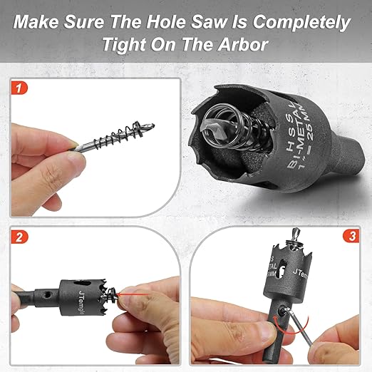 1 Inch Hole Saw with 9.1mm Triangle Shank Arbor, JTemgle Bi-Metal Hole Saw Heavy Duty Hole Cutting Tool for Cornhole Boards, Recessed Lights, Wood, Plastic, Drywall & Soft Metal