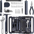 HOTO 40-Piece Tool Kit, Household Essentials tool set w/Smart Electric Screwdriver (LED, 3 Torque) + 14 Tools & 26 Accessories | Pro-Grade Compact Organizer for Home, Dorm Repairs, DIY