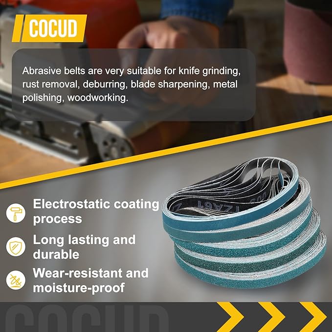 1 x 30 Inch Sanding Belt, 6 Pcs 24 Grit Zirconia Knife Sharpener Belts Work Sharpening for Belt Sander Knife Carving Tool Metal Working