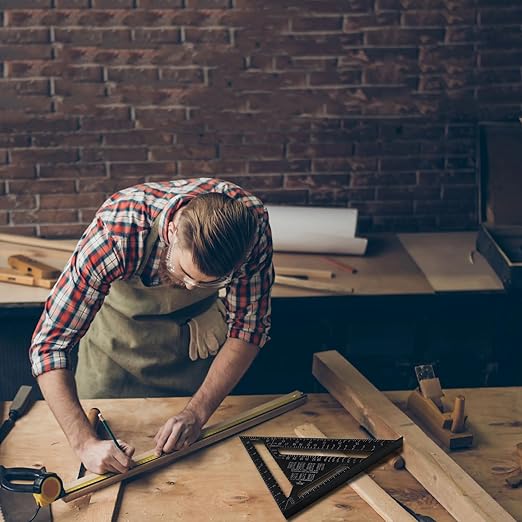 7 inch 12 inch Rafter Square Aluminum Alloy Double Scale Triangle Ruler Angle Ruler Carpenter Triangle Square Rafter Tool Mensurement Tool for Woodworking and Carpentry