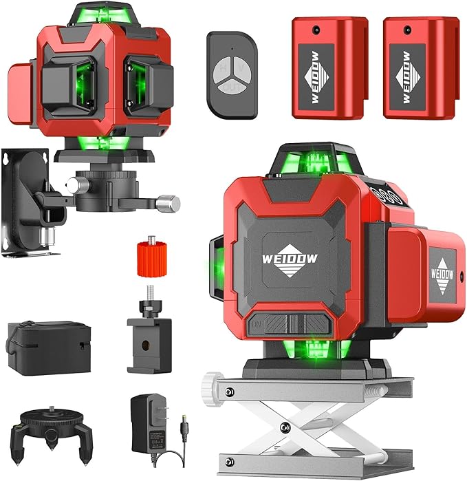 Laser Level,WEIDDW 4D 16 Lines Laser Level 4x360 Self Leveling Tool for Construction and Picture Handing Green Cross Line Vertical and Horizontal Line leveler Tool