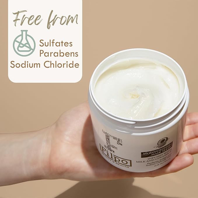 FILPO Coconut Milk Hair Mask - Deep Conditioning with Coconut Oil and Argan Oil for Dry, Damaged, Curly Hair Growth & Sulfate Free Hair Care-VeraVaultWomen