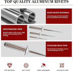 210Pcs Silver 3/16'',1/8'' Pop Rivets Assortment Kit, 8 Sizes Aluminum Rivets,Aluminum blind rivets for metal Dome Head rivet kit