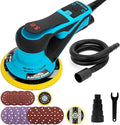 Autolock Electric Random Orbital Sander, 350W Brushless Motor with 5 & 6 Inch pads, 10000RPM Electric Palm Sander for Woodworking, Sanding and Polishing (Blue)