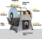 10 Inch Variable Speed Wet Sharpening System, 90-160RPM Wet Bench Grinder, Two Direction Water Cooled Wet/Dry Sharpening System for knife, Chisel, Scissor, Woodworking Tools