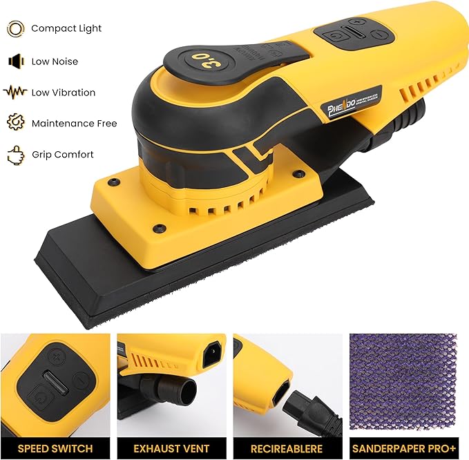 350W 3A Electric Sheet Random Orbital Sander with Pluggable Wire,Central Vacuum, Sanders for Woodworking, Primary Wood and Panel Processing,3MM