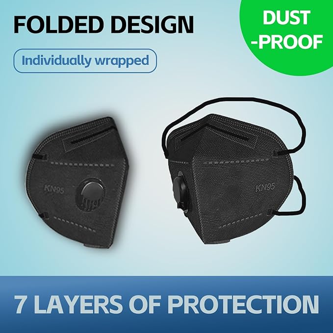 Head Mounted Face Dust Mask 20PCS,7 Layer Breathable Valve Disposable for Protection Construction Sanding Adult