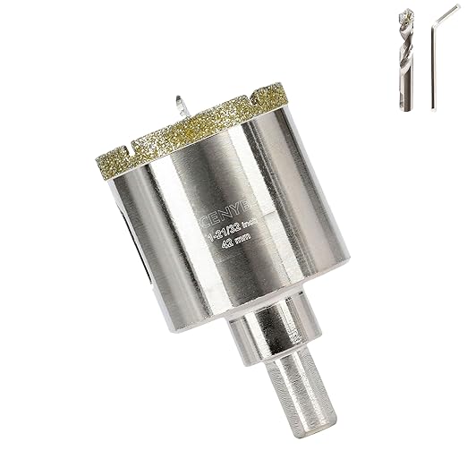 1-21/32inch | 42mm Diamond Hole Saw with Center Drill bit and Diamond-Coated Center Drill bit for Ceramic Glass Marble Fiberglass Granite and Porcelain Tiles by CENYB