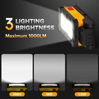 LUTEC Rechargeable Work Light, 1000 Lumens LED Magnetic Light with Magnetic Base and Hanging Hook，360°Rotate and 200°Swivel for Car Repair, Emergency and Camping-2 Pack