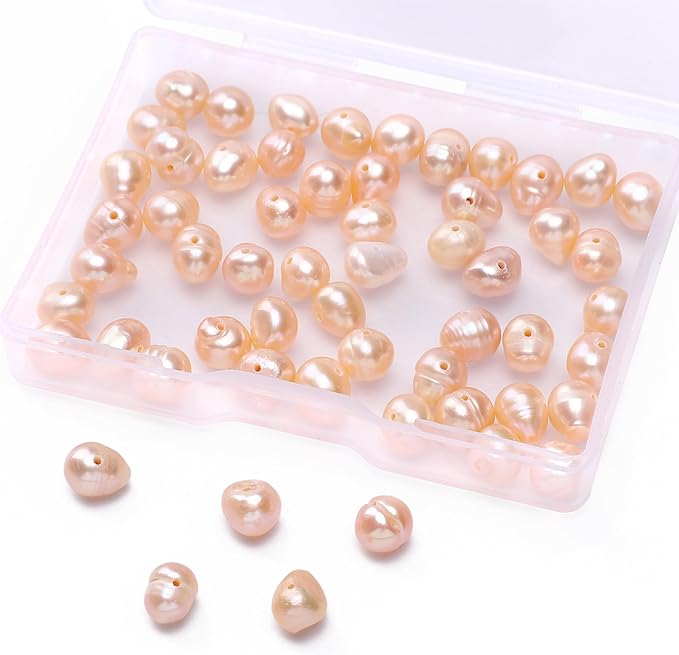 Natural Pearl Beads Potato 6-7mm Pink Freshwater Cultured Loose Gemstone Beads for DIY Jewelry Making 13.8''/Strand HQ