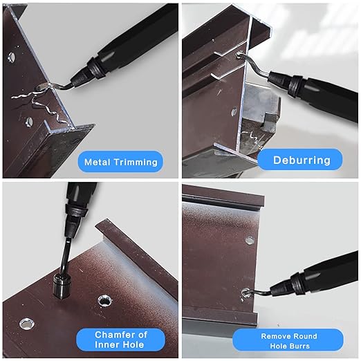 Deburring Tool Set 11 Pieces of High Speed Steel Rotary Burr Removal Blades, Ideal for Deburring Tool,1 Black Handle