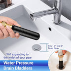 Drain Cleaning Bladder- Fits 1" to 2" Pipes, 3/4" Hose Thread Valve,Ideal for Sinks, Showers, Tubs & Sewer Lines, Rubber, Easy Daily Use, Cold Water Only (S:1" to 2")