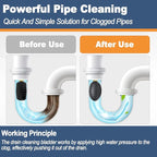 Drain Cleaning Bladder Kit, Including 3 Sizes Rubber Bladders, 10 Ft Retractable Hose, Brass Faucet Adapter & Shut-Off Valve, Durable Drain King Style Tool for Pipe & Sewer Unclogging (6 pcs)