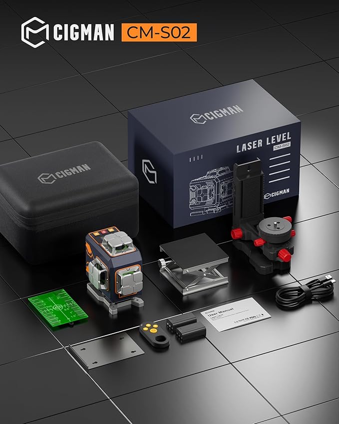 CIGMAN 4x360° 16 Lines Laser Level with Remote&APP Control, Green Self Leveling Cross Line Laser, 4D Vertical/Horizontal Line for Construction, Home Renovation, Picture Hanging