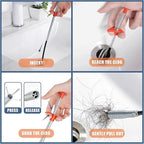 Flexible grabberDrain Snake Tool - The Ultimate 76inch Flexible Grabber for Hair, Unclog Any Drain in Minutes! Gunk & Debris in Sinks, Showers & Tubs. No More Chemicals, Just Quick Results!