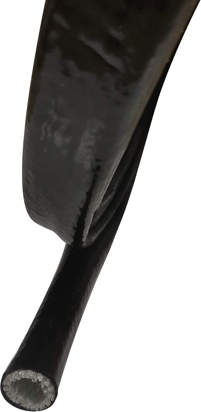 5/16 ID Heat Shielded Fire Thermo Armor Fire Sleeve Silicone Coated Fiberglass for Hose Lines & Electrical Wiring Black, 3 feet