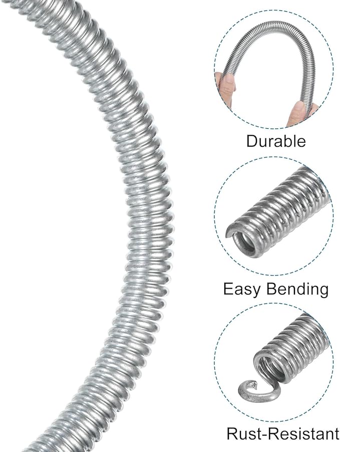 MECCANIXITY Spring Tube Bender OD 12mm/0.47" Steel Spring Pipe Copper Tubes 2500mm/98.42" Long for 5/8" Copper Pipe(16mm) in Home Renovations,Electrician Wiring Bending Pipe(insert-pipe use)
