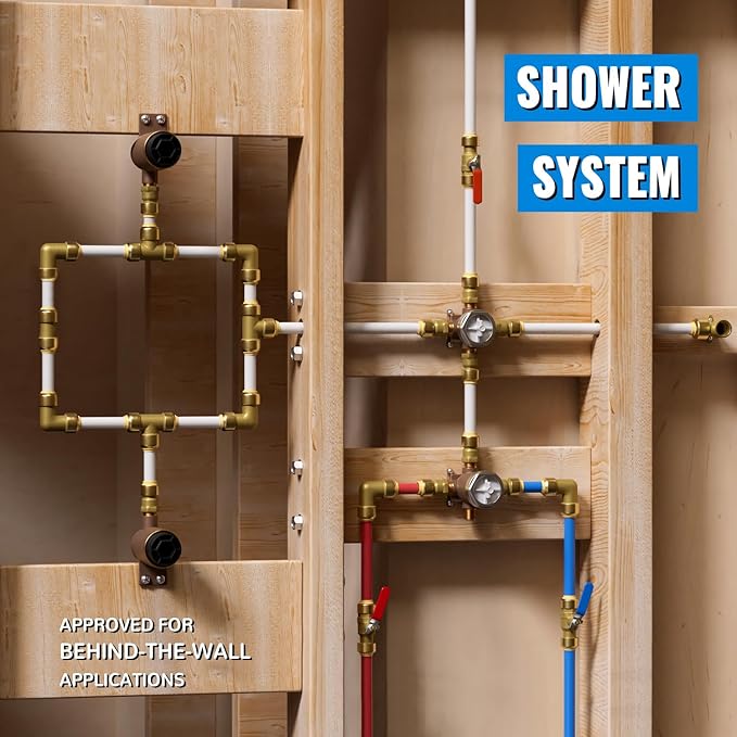 SUNGATOR Ball Valve 1/2 Inch, 1/2" Shut Off Valve, Water Shutoff, No Lead Brass Push-to-Connect Plumbing Fittings for Pex Pipe, Copper, CPVC, with 1 Disconnect Clip, Pack of 2