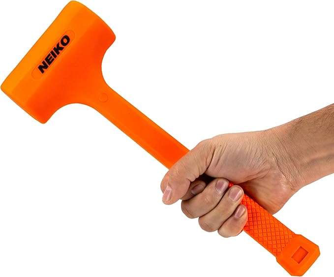 NEIKO 02888A Dead Blow Hammer Set, 3pc Neon Orange Deadblow Mallet, 1lb, 2lb, 3lb Hammers, Spark and Rebound Resistant, Unibody Molded, Checkered Grip