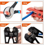 iCrimp Battery Cable Lug Crimping Tool for 8, 6, 4, 2, 1, 1/0 AWG Copper Cable Lugs, with Wire Cutter and Stripper, Battery Terminal Crimper