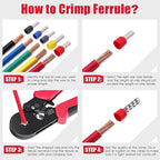 Ferrule Crimping Tool Kit, Square Crimping Tools, AWG 23-7 Self-adjustable Ratchet Wire Crimping Tool Kit Crimper Plier Set with 1200PCS Wire Connectors