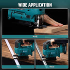 Cordless Jigsaw for Makita 18V, Brushless, 1000-2900SPM, 4-Position Orbital, 65mm Wood/Metal/PVC Cutting, Vacuum, LED Light, T-Shank Blade, with Battery & Charger, 0°-45°Bevel Cuts
