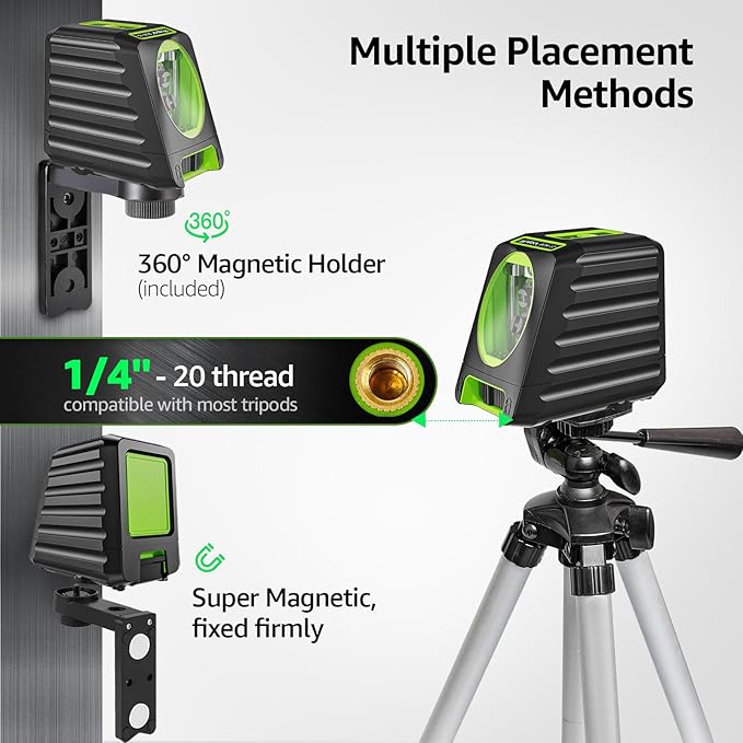 Huepar Box-1G Laser Level with Pulse Mode for Indoor & Outdoor Use, 150ft /150° Professional Self Leveling Green Laser Line Tool