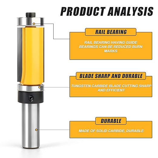 1-1/2-Inch Flush Trim Top and Bottom Bearing Router Bit 1/2-Inch Shank