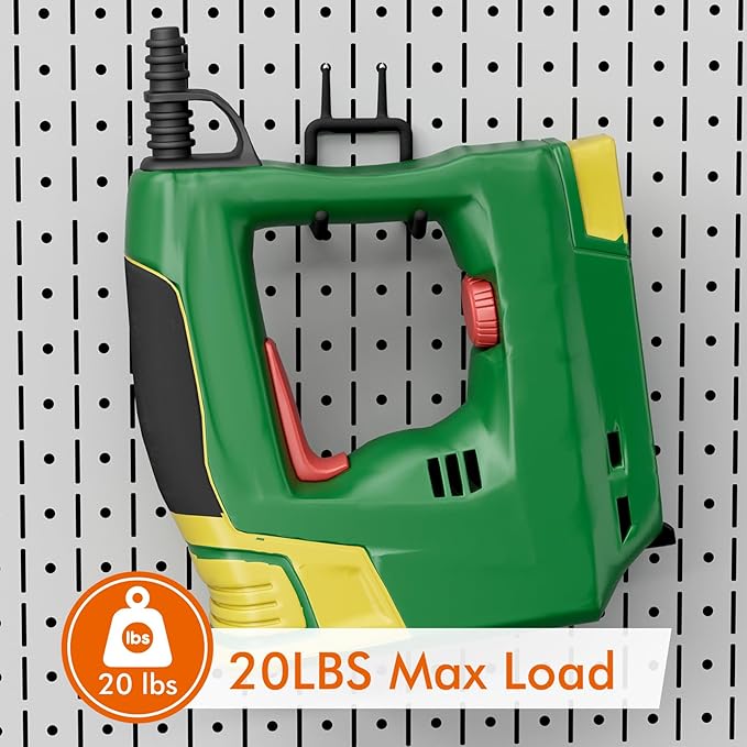 LIGHT DUST Utility Heavy Duty Pegboard Hooks - 5Pack Peg Board Accessories for Hanging Tools Fit 1/4" Peg Holes - Pegboard Organizer Large Tool Holders for Garage Workshop Shed