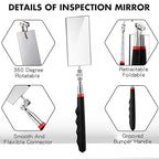 1 Pcs Telescoping Inspection Mirror Mechanics Automotive Tool with Long Handle Extendable Mirror on a Stick for Technicians Mechanics Contractors Checking Observation(Black,Square)
