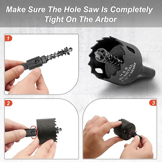 1-1/2 Inch Hole Saw with 9.1mm Triangle Shank Arbor, JTemgle Bi-Metal Hole Saw Heavy Duty Hole Cutting Tool for Cornhole Boards, Recessed Lights, Wood, Plastic, Drywall & Soft Metal