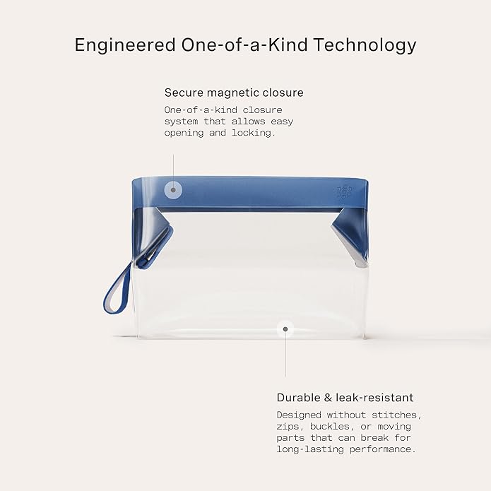 Cadence Parcel - Clear Dopp Kit with Magnetic Closure - Durable and Leak-Resistant Travel Toiletry Kit - Modular Design