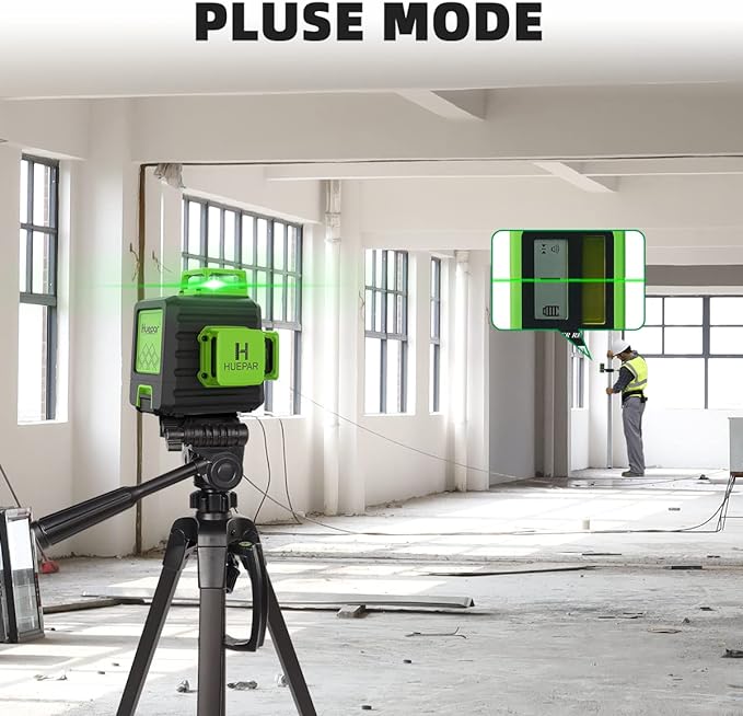 Laser Level 360 Self Leveling with 47" Tripod, Huepar 3x360° High Brightness Green Laser Leveler Tool for Construction, Tile and Picture Hanging, 5200 mAh Li-ion Battery & 2 Portable Bag Included