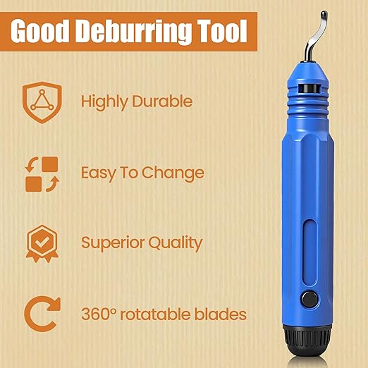 Deburring Tool with 10 High Speed Steel Blades Flexible Pipe Deburring Tool with Swivel Blades for 3D Printing Hard Metal Stainless Steel Hard Plastic, Harder Than AMD015 (Model AMD016)