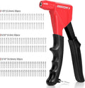 Arrow 3-in-1 Rivet Gun, One-Handed Headless Pop Rivet Gun Kit with 150Pcs Rivets, Professional Manual Heavy Duty Rivet Gun Kit Without Head Change, for Metal, Wood and Plastic