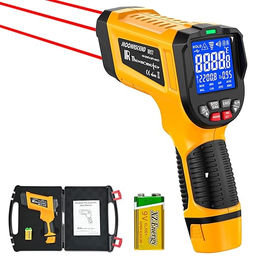 -58°F to 3992°F High-Precision Triple-Laser Infrared Thermometer, 50:1 Measuring Range, Suitable for Industrial and Home Applications, Industrial furnaces, Metal Processing, and HVAC Inspection