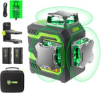 LG-3D Laser Level Self Leveling 3x360°, 3D Green Beam Cross Line Laser for Construction and Picture Hanging, 2 Rechargeable Batteries (20 Hrs), Magnetic Liftable Stand Included, Green