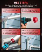 Saker PVC Pipe Reamer, PVC Fitting Saver with 1-1/2inch, 2inch Head, For SCH40, ABS Pipe,CPVC Perfect for Plumbing Repairs, Fits Standard 1/2" Drill