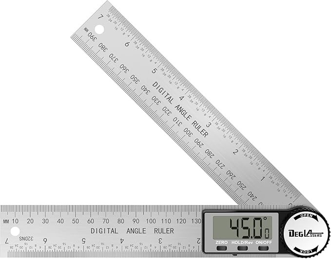 Digital Angle Finder Protractor, DEGLASERS Digital Protractor 7inch/200mm Stainless Steel Angle Measuring Tool with LCD Display for Carpenter/Woodworking (Battery Included)