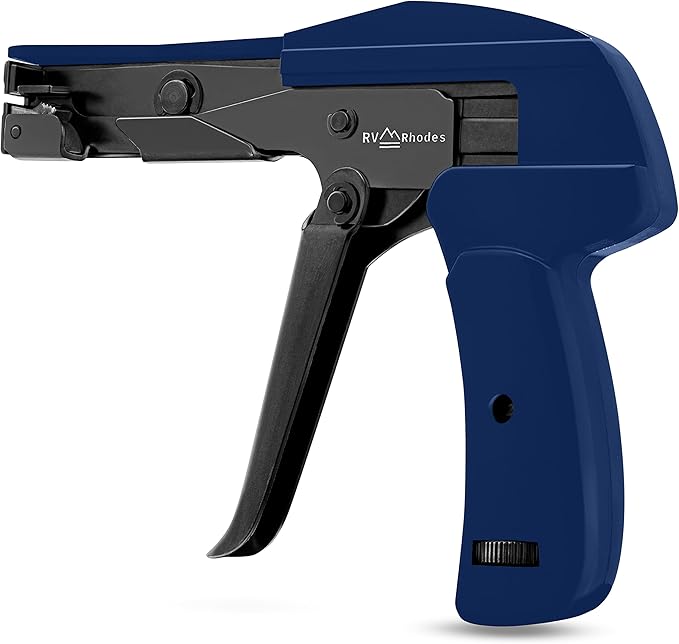 42709 Zip Tie Gun/Cable Tie Install Tool, Adjustable Tension with Built-In Cutter, for Nylon Ties up to 1/4”- Blue