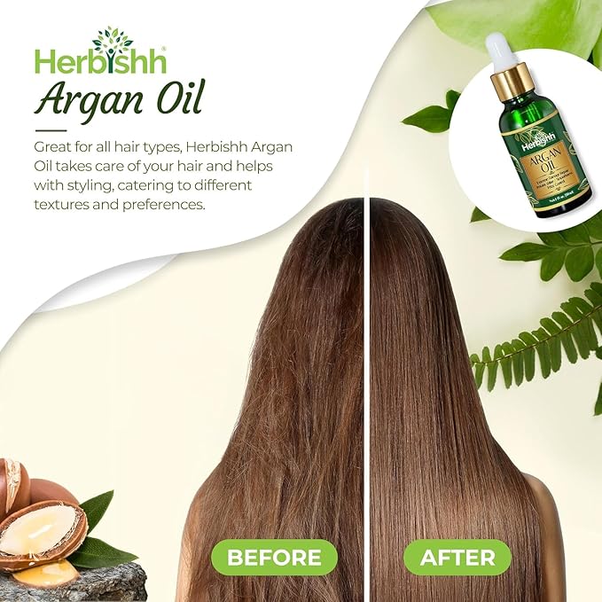 Herbishh Argan Oil & Hair Mask Combo For Deep Conditioning Treatment – Argan Oil for Hair Repair & Frizz Control (30ml) & Argan Hair Mask for Hydration (150ml), Sulfate & Paraben Free-VeraVaultWomen