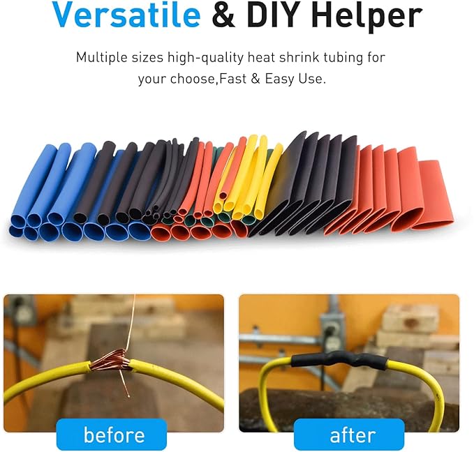 Nilight - 50005R Heat Shrink 2:1 Electric Insulation Tube Kit 45mm Flame Retardant Wrap Cable Sleeve 560pcs 5 Colors 12 Sizes with Storage Box，2 Years Warranty