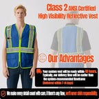 BeautyWill Custom Safety Vest Customized Logo Class 2 High Visibility Reflective Vest with Pockets Construction workwear