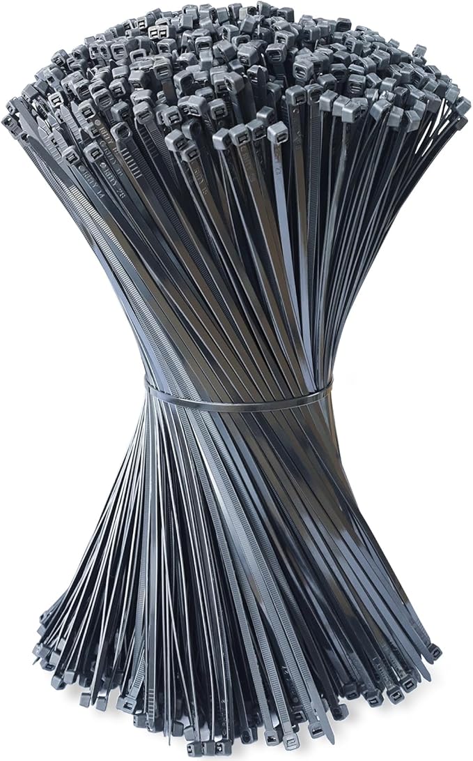 Zip Ties 14 inch (1200 Pack), Black Cable Zip Ties 50 lbs Tensile Strength Nylon Self-Locking Wire Ties Wraps for Outdoor and Indoor Use by ECRABONE